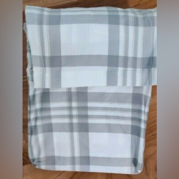 Threshold Bedding Threshold Queen Plaid Flat Sheet 0 Cotton New